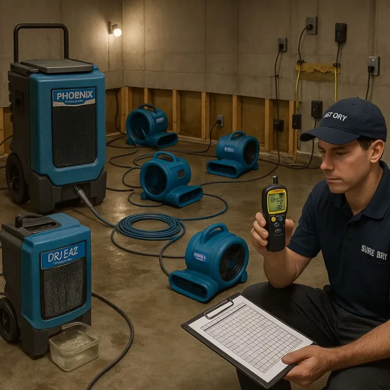 Structural Drying and Dehumidification process in Nederland, TX